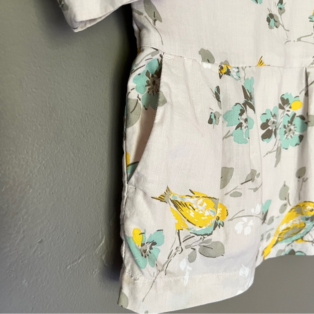 BabyGap Toddler 3 Years Floral Bird Drop Waist Long Sleeve Dress - Picture 4 of 9